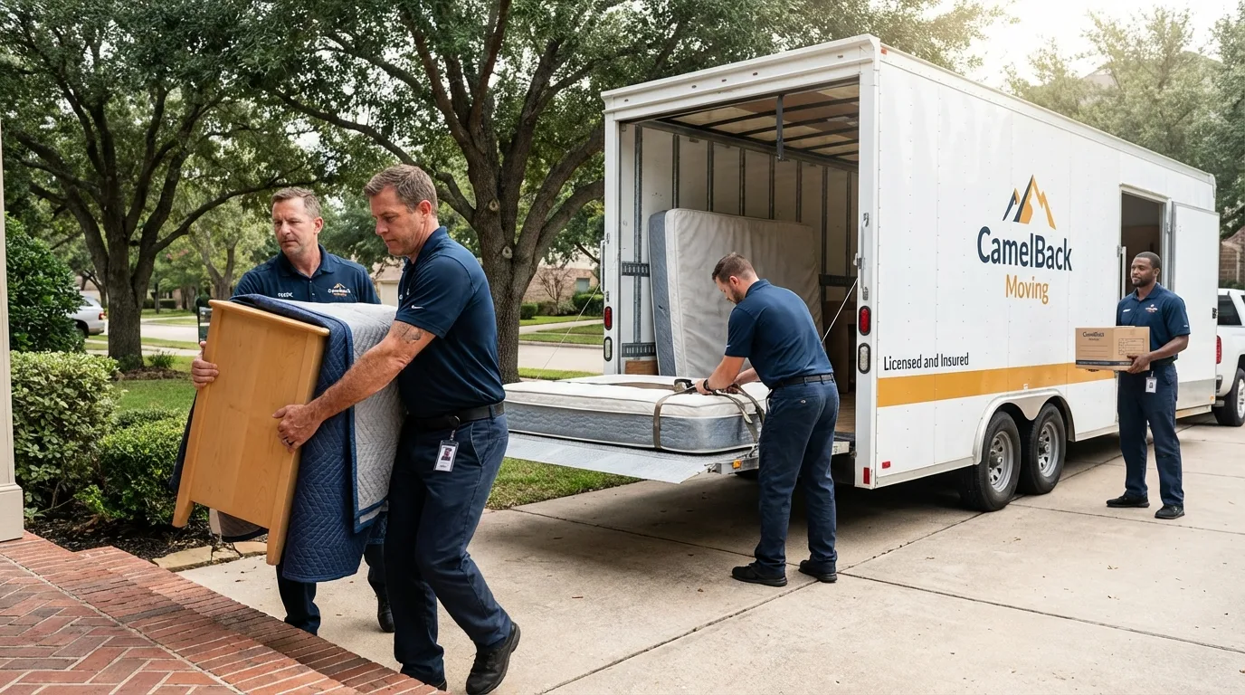Crew loading residential truck for cross-state move from Birmingham, AL