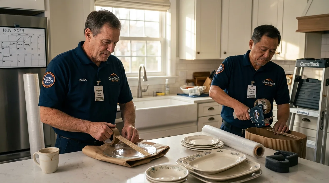 Professional crew packing kitchen dishware in Birmingham, AL
